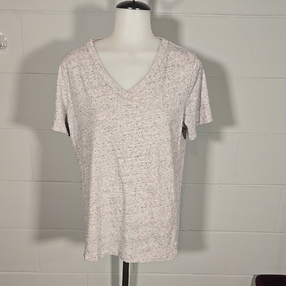Women's V-Neck PINK Speckled Top